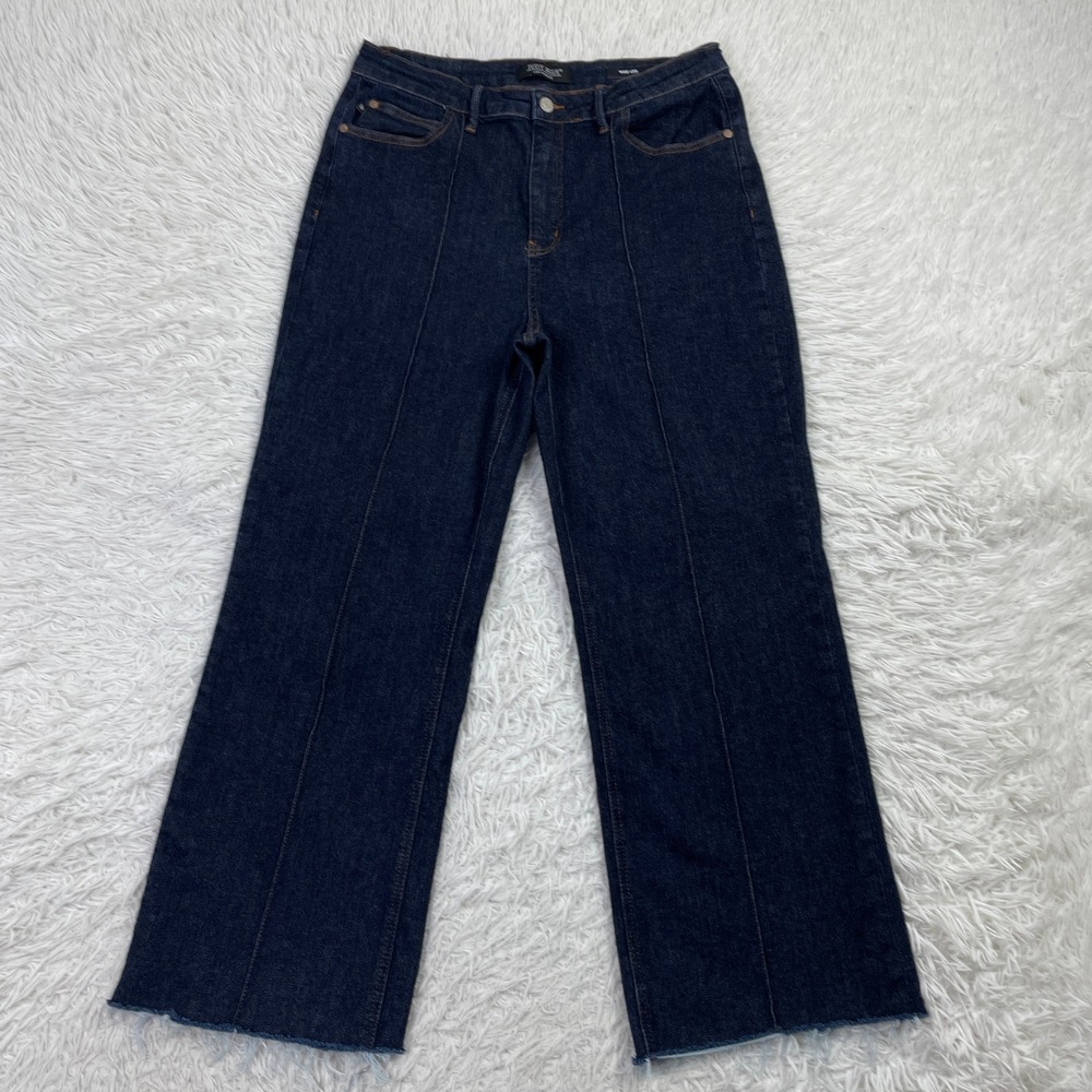 Judy Blue Pants Womens 15/32 Blue Curvy Darling High Rise Front Seam Wide Leg
